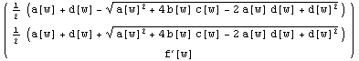 ( 1                         2                                   2   )          ... a[w]  + 4 b[w] c[w] - 2 a[w] d[w] + d[w] ])           2              ′           f       [w]