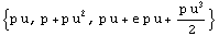 {p u, p + p u^2, p u + e p u + (p u^3)/2}